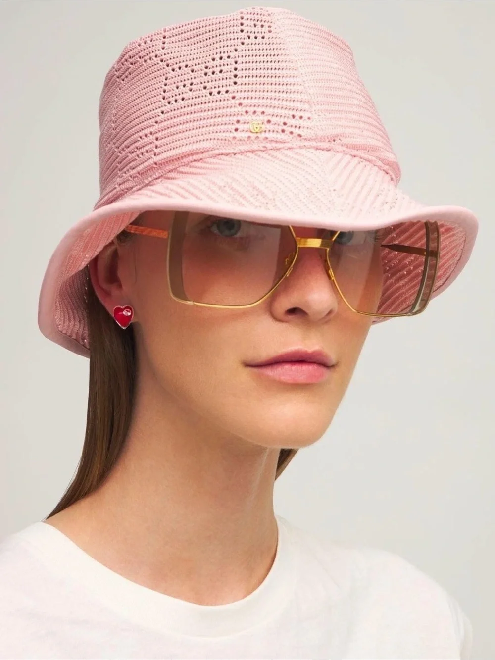 Gucci GG Pink $450 Malibu Crochet Cable Knit Bucket Hat XL NWOT - Picture 4 of 11